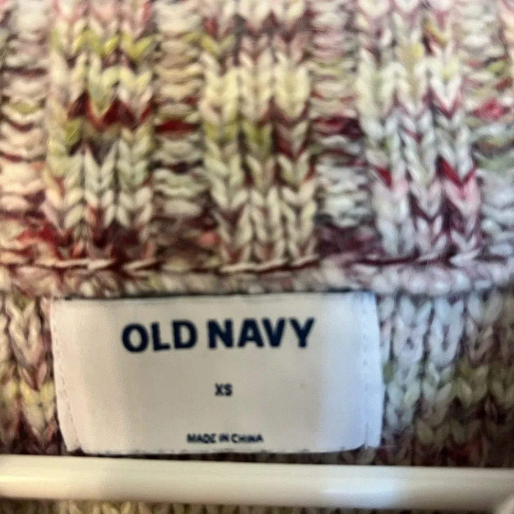 2/$15 Old Navy Cozy Multicolor Knit Sweater Green Pink Neutral Pullover Size XS